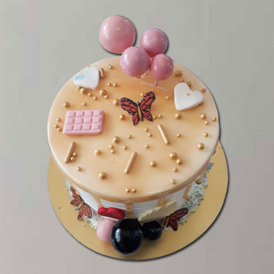 "Round shape Designer Cake - 1kg (Code C03) - Click here to View more details about this Product
